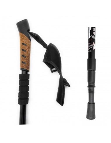 Tradineur - Bastones de trekking, palos de senderismo telescópicos, aluminio, ultraligeros, extensibles, antichoque, alpinismo,