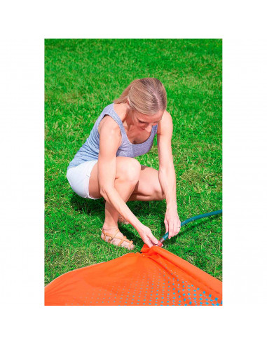 Tradineur - Pista deslizante hinchable individual con rociadores de agua, tobogán resbaladizo de pvc para carreras, jardín, aire