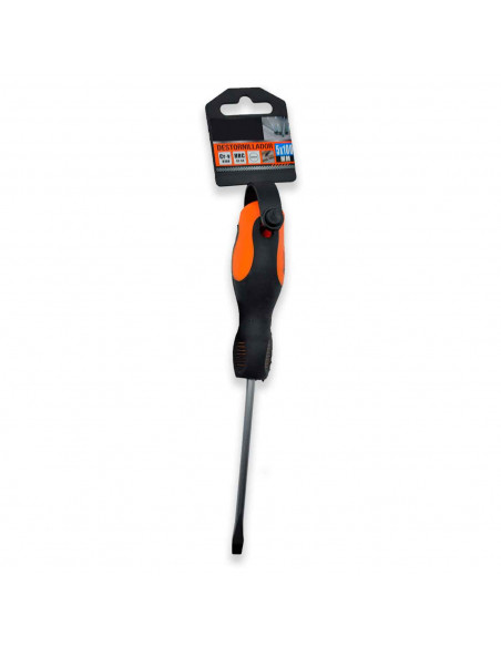 Tradineur - Destornillador plano 5 x 100 mm - herramienta manual - bricolaje y montaje - Punta Magnética - Acero Inoxidable. Tradineur - Destornillador plano 5 x 100 mm - herramienta manual - bricolaje y montaje - Punta Magnética - Acero Inoxidable.