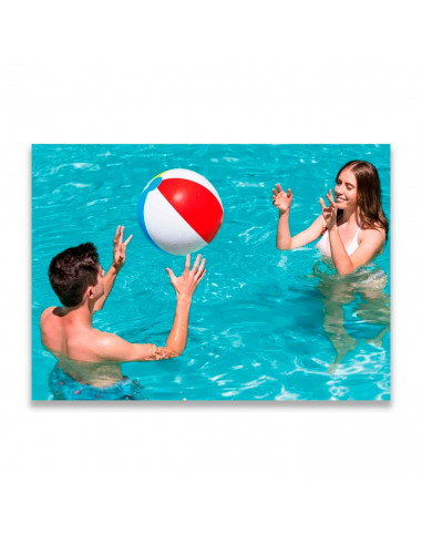 Tradineur - Pelota de playa hinchable con diseño de franjas de colores, vinilo resistente, inflado y desinflado rápido, piscina,
