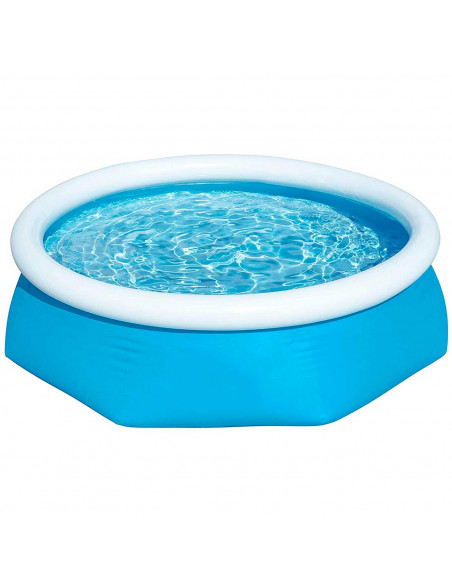 Tradineur - Piscina familiar con aro hinchable, paredes resistentes a pinchazos y a rayos UV, fácil montaje (Azul y blanco, 1880