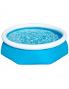 Tradineur - Piscina familiar con aro hinchable, paredes resistentes a pinchazos y a rayos UV, fácil montaje (Azul y blanco, 1880