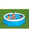 Tradineur - Piscina familiar con aro hinchable, paredes resistentes a pinchazos y a rayos UV, fácil montaje (Azul y blanco, 1880
