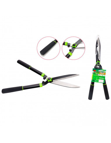 Tradineur - Tijera cortasetos, cizalla para setos, tijeras para podar a dos manos, hoja de 190 mm, mango ergonómico, jardinería,