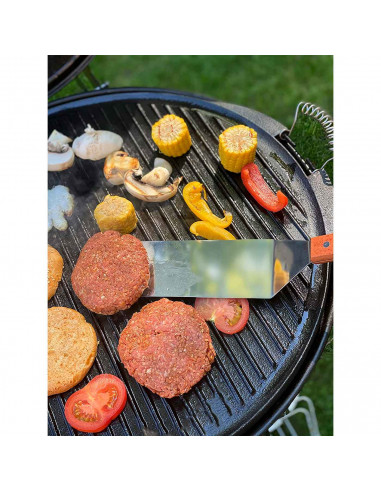 Tradineur - Plancha de cocina con doble cara, parrilla de hierro fundido esmaltada con asas, asadora redonda, barbacoa, asar car