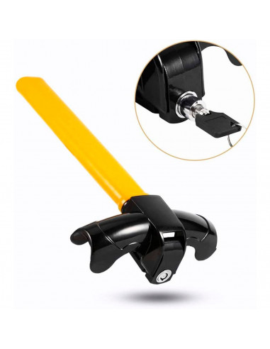 Tradineur - Barra antirrobo para volante de coche, bloqueo universal para vehículos, 2 llaves, dispositivo alta seguridad, 34,5
