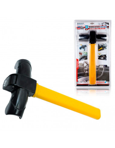 Tradineur - Barra antirrobo para volante de coche, bloqueo universal para vehículos, 2 llaves, dispositivo alta seguridad, 34,5