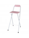 Tradineur - Taburete bar metálico plegable con asiento y respaldo de madera, reposapiés, banqueta, silla, interior, cocina, hoga