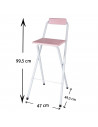 Tradineur - Taburete bar metálico plegable con asiento y respaldo de madera, reposapiés, banqueta, silla, interior, cocina, hoga