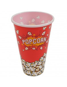 Tradineur - Cubo de palomitas de plástico, recipiente reutilizable para cine en casa, fiestas, celebraciones (Rojo, 17,8 x 11,7