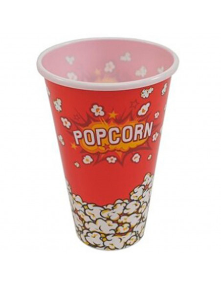 Tradineur - Cubo de palomitas de plástico, recipiente reutilizable para cine en casa, fiestas, celebraciones (Rojo, 17,8 x 11,7