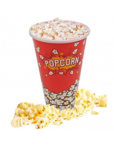 Tradineur - Cubo de palomitas de plástico, recipiente reutilizable para cine en casa, fiestas, celebraciones (Rojo, 17,8 x 11,7
