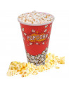 Tradineur - Cubo de palomitas de plástico, recipiente reutilizable para cine en casa, fiestas, celebraciones (Rojo, 17,8 x 11,7