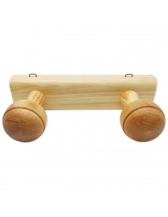 Tradineur - Perchero de madera con 2 pomos y ganchos para pared, soporte para abrigos, sombreros, estilo tradicional, pasillo, d