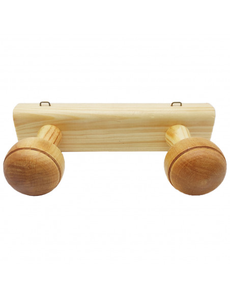 Tradineur - Perchero de madera con 2 pomos y ganchos para pared, soporte para abrigos, sombreros, estilo tradicional, pasillo, d