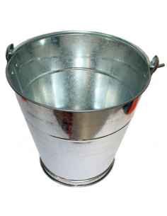 Tradineur - Cubo de metal galvanizado con asa 16 litros, cubo zincado multiuso 30,5 x 31 cm, limpieza, jardinería, maceta de jar