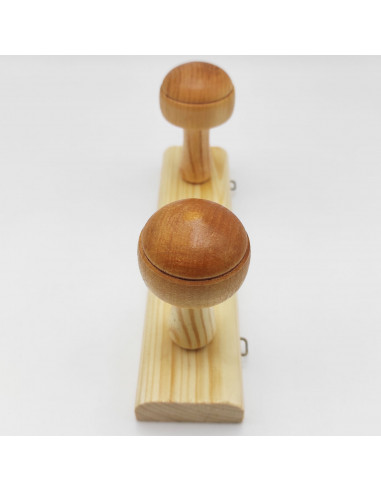 Tradineur - Perchero de madera con 2 pomos y ganchos para pared, soporte para abrigos, sombreros, estilo tradicional, pasillo, d
