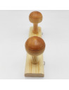 Tradineur - Perchero de madera con 2 pomos y ganchos para pared, soporte para abrigos, sombreros, estilo tradicional, pasillo, d