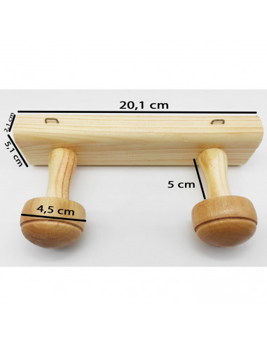 Tradineur - Perchero de madera con 2 pomos y ganchos para pared, soporte para abrigos, sombreros, estilo tradicional, pasillo, d