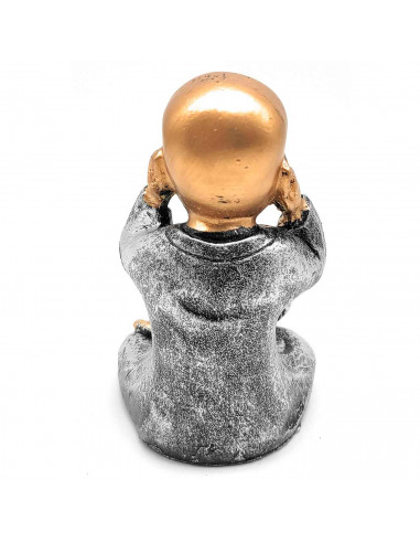Tradineur - Figura de Buda sentado con portavelas, monje decorativo de resina con vela, regalo original, meditación, relajación,