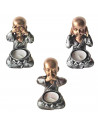 Tradineur - Figura de Buda sentado con portavelas, monje decorativo de resina con vela, regalo original, meditación, relajación,
