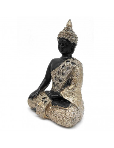 Tradineur - Figura de Buda sentado, estatua decorativa "Bhumisparsha Mudra" de resina, regalo original, meditación, relajación,