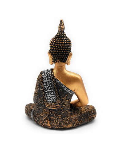 Tradineur - Figura de Buda sentado "Dhyana Mudra", estatua decorativa de resina, regalo original, meditación, relajación, 26 x 1