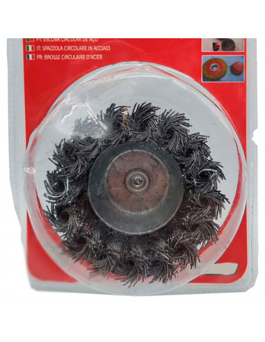 Tradineur - Cepillo de acero - Alambre para taladro - Ideal para bricolaje, eliminación de pintura, barnices y óxido en metal y