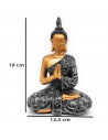 Tradineur - Figura de Buda sentado "Namaskara Mudra", estatua decorativa de resina, regalo original, meditación, relajación, 19