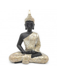Tradineur - Figura de Buda sentado de resina "Dhyana Mudra", estatua decorativa, regalo original, meditación, relajación, 27 x 2