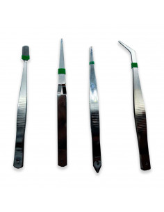 Tradineur - Set de 4 pinzas - Fabricado en acero inoxidable - alta dureza, fácil de sujetar, duradero y sin temblar. 