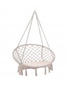 Tradineur - Silla columpio con cojín, hamaca colgante, asiento con cuerda de algodón, interior y exterior: dormitorio, patio o j