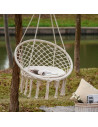 Tradineur - Silla columpio con cojín, hamaca colgante, asiento con cuerda de algodón, interior y exterior: dormitorio, patio o j
