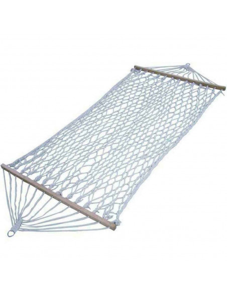 Tradineur - Hamaca colgante de algodón - Hamaca de lona natural, ligera, con cuerdas para exterior, camping, terraza o jardín - 