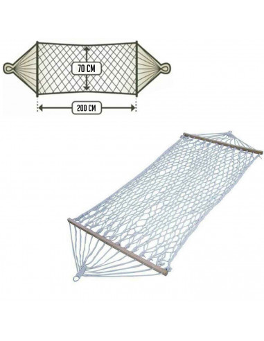 Tradineur - Hamaca colgante de algodón - Hamaca de lona natural, ligera, con cuerdas para exterior, camping, terraza o jardín - 