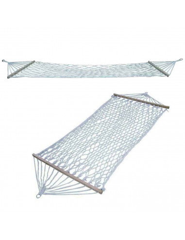 Tradineur - Hamaca colgante de algodón - Hamaca de lona natural, ligera, con cuerdas para exterior, camping, terraza o jardín - 