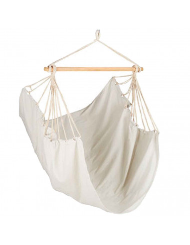 Tradineur - Hamaca colgante de algodón - Hamaca de lona natural, ligera, con soporte superior, camping, terraza o jardín - 100 x