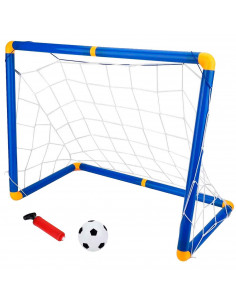 Tradineur - Portería montable de fútbol - Incluye balón de fútbol e inflador - Ideal para niños y para el jardín, la playa o el