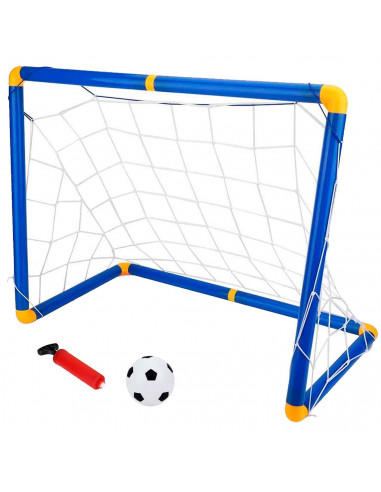 Tradineur - Portería montable de fútbol - Incluye balón de fútbol e inflador - Ideal para niños y para el jardín, la playa o el