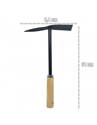 Tradineur - Azada con mango de madera - fabricado en acero - Diseño ergonómico - Fácil y cómodo - herramienta manual - 31 x 5,5
