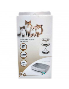 Tradineur - Pack de 20 bolsa para Arenero de gato - Bandeja de arena - Bolsa para excrementos para gatos, Mascotas - Bolsa de re