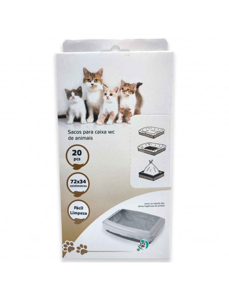 Tradineur - Pack de 20 bolsa para Arenero de gato - Bandeja de arena - Bolsa para excrementos para gatos, Mascotas - Bolsa de re