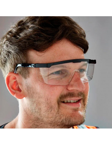 Tradineur - Gafas de seguridad, protector de ojos, prevención y seguridad - Fabricado en PVC - Cómodos y ergonómicos - 7 x 15,5