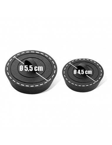 Tradineur - Tapones de Goma para Fregadero - Tapón de Drenaje para Bañera, Cocina y baño - 2 Tamaños 2 Piezas - Ø 5,5 cm / Ø 4,5