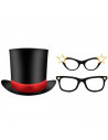 Tradineur - Kit de 10 piezas de Photocall de cine - Incluye bigotes, anteojos, labios, sombrero, corbatas y mucho más - Fiesta d