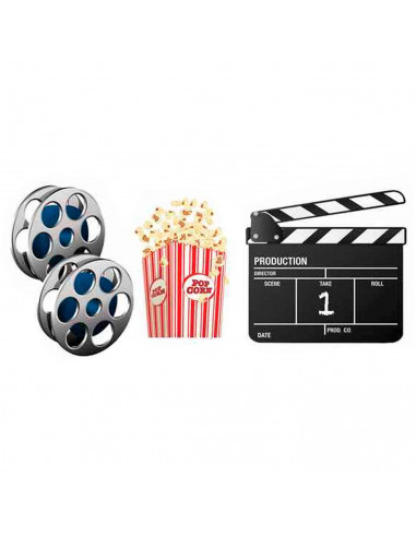 Tradineur - Kit de 10 piezas de Photocall de cine - Incluye bigotes, anteojos, labios, sombrero, corbatas y mucho más - Fiesta d