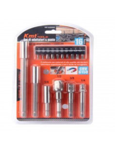 Juego de 16 puntas y adaptadores para destornilladores o taladro de 21 x 13 cm. Set para realizar labores de bricolaje. Pack 16