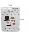 Tradineur - Kit de 6 piezas de Photocall de color oro -Incluye bigotes, corona, sombrero con estrellas, pajarita y mucho más.