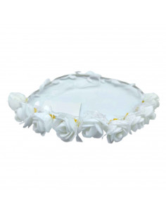 Tradineur - Corona de flores blancas - Diseño único - boda, fiesta, fotografía, compromiso, graduación, fiesta, concurso de bell