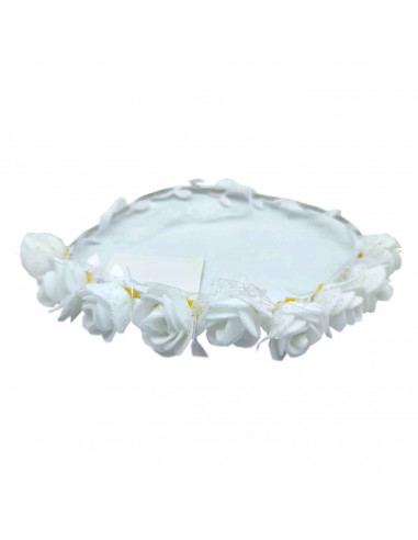 Tradineur - Corona de flores blancas - Diseño único - boda, fiesta, fotografía, compromiso, graduación, fiesta, concurso de bell